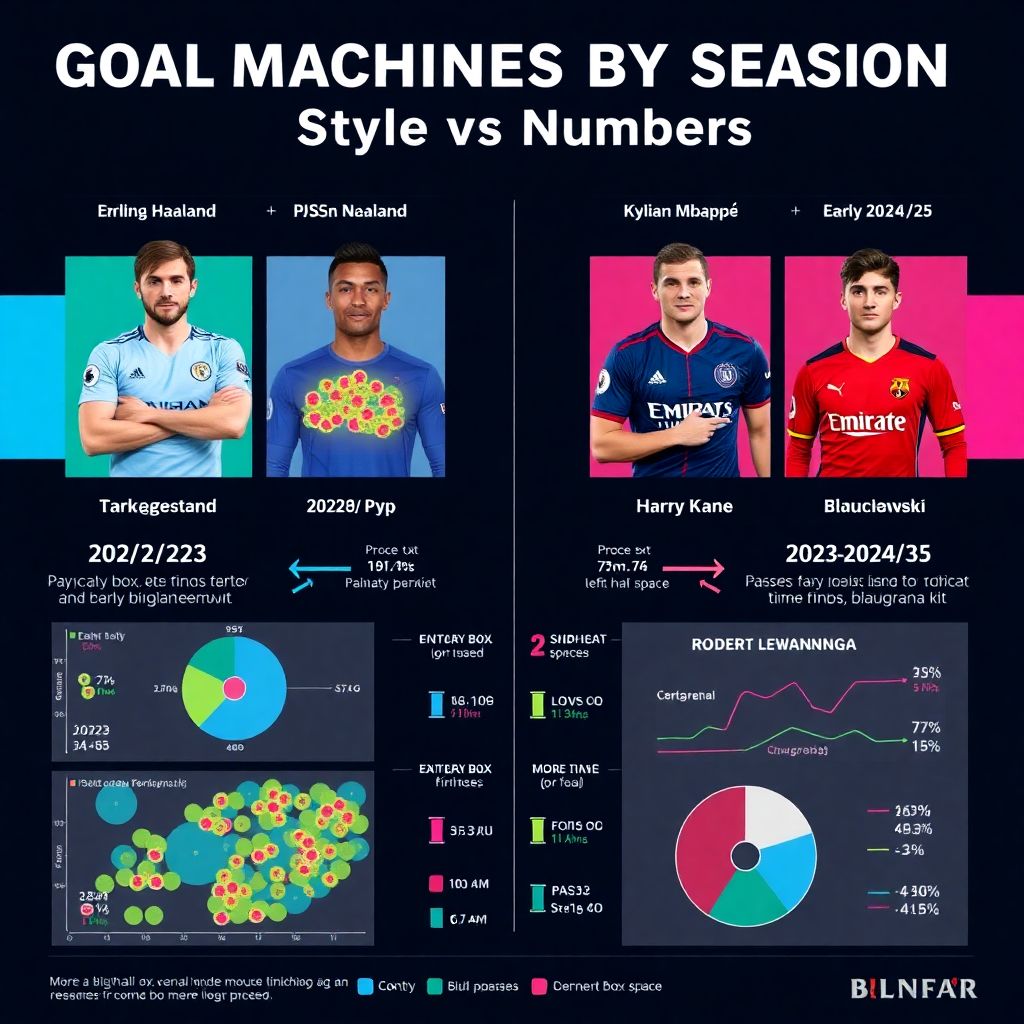Сравнение стилей лучших голевых машин по сезонам в современном футболе