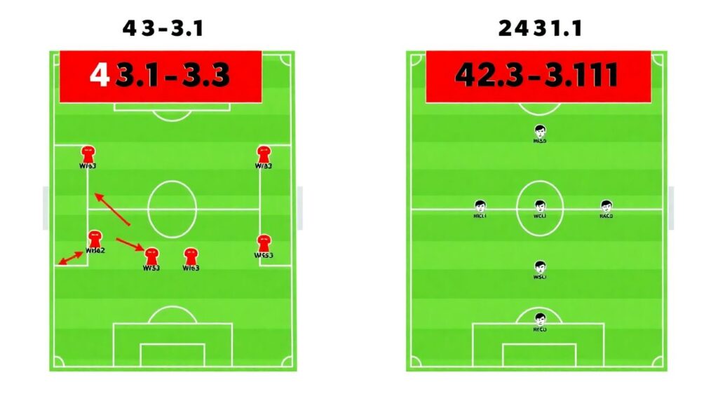 Тактические схемы 4-3-3 против 4-2-3-1: эффективность и примеры - иллюстрация