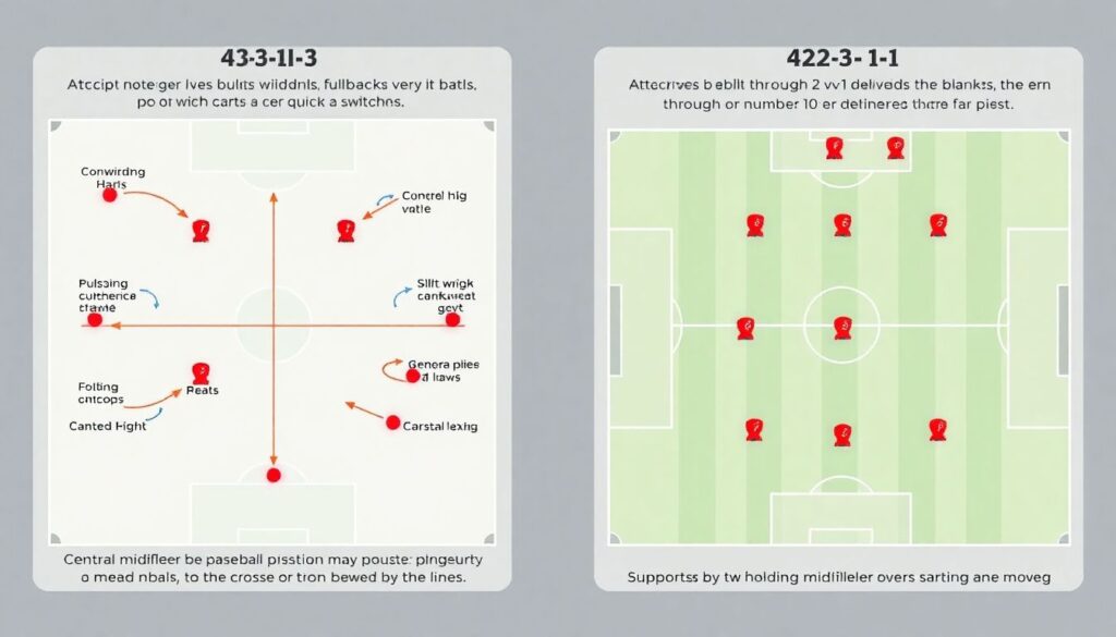 Тактические схемы 4-3-3 против 4-2-3-1: эффективность и примеры - иллюстрация